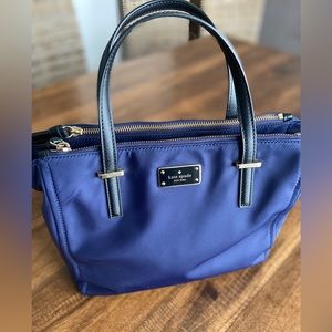 Kate Spade New York Navy Blue/Black Nylon Leather Trim Tote Bag •Like New